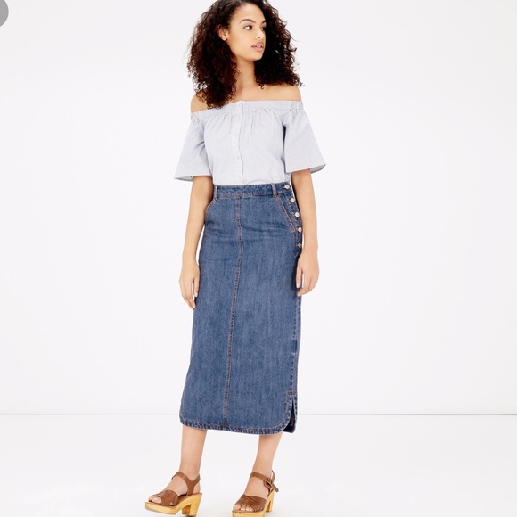 warehouse maxi denim dress